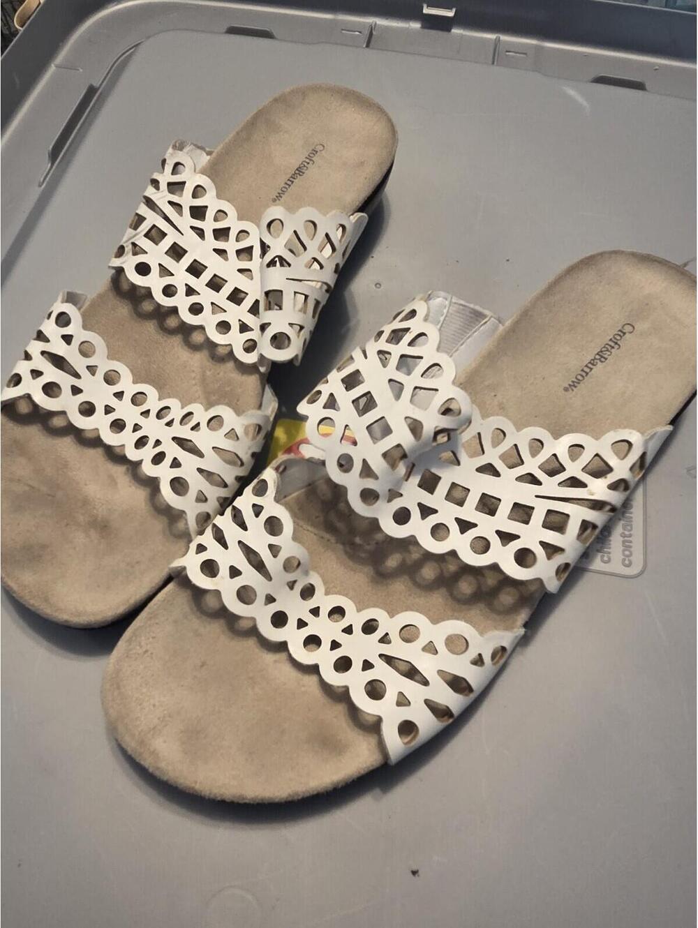 CROFT & BORROW WOMEN'S WHITE SLIP ON SANDALS SIZE 9 []